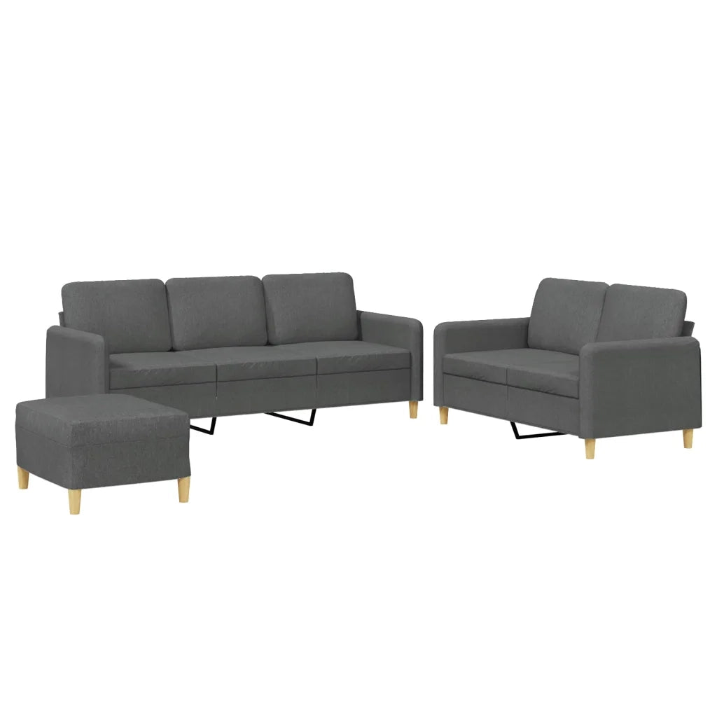 Set di Divani 3 pz con Cuscini Grigio Scuro in Tessuto 3202127