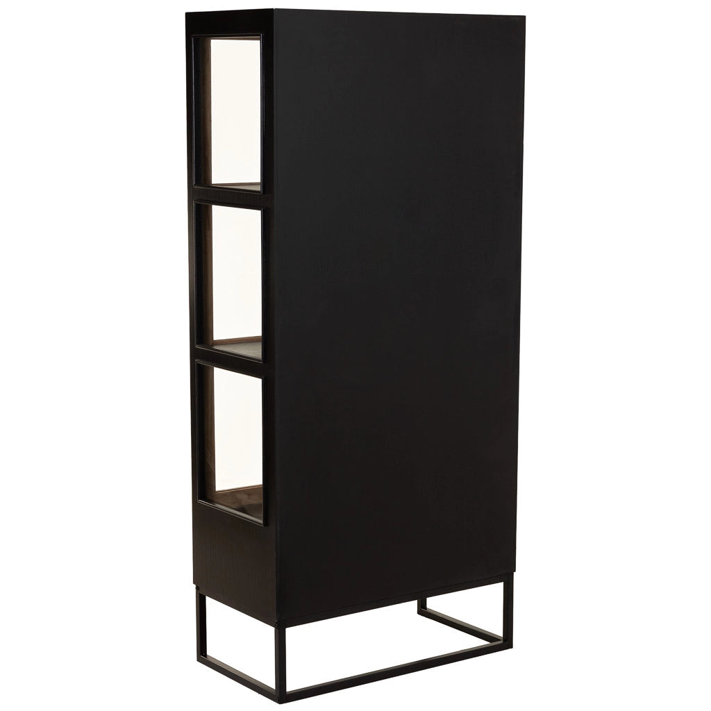 Vetrina in legno di recupero nero con 2 ripiani 72x40,5x158,5h cm