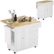 Tavolo da cucina allungabile con cassetti e ripiano pieghevole ¨C zephmum ¨C bianco 111.5x75x89 cm