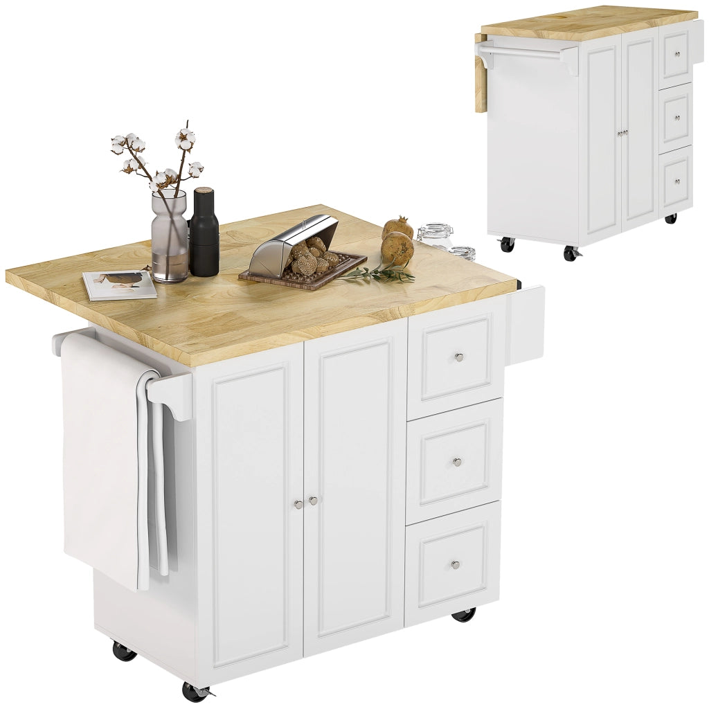 Tavolo da cucina allungabile con cassetti e ripiano pieghevole ¨C zephmum ¨C bianco 111.5x75x89 cm
