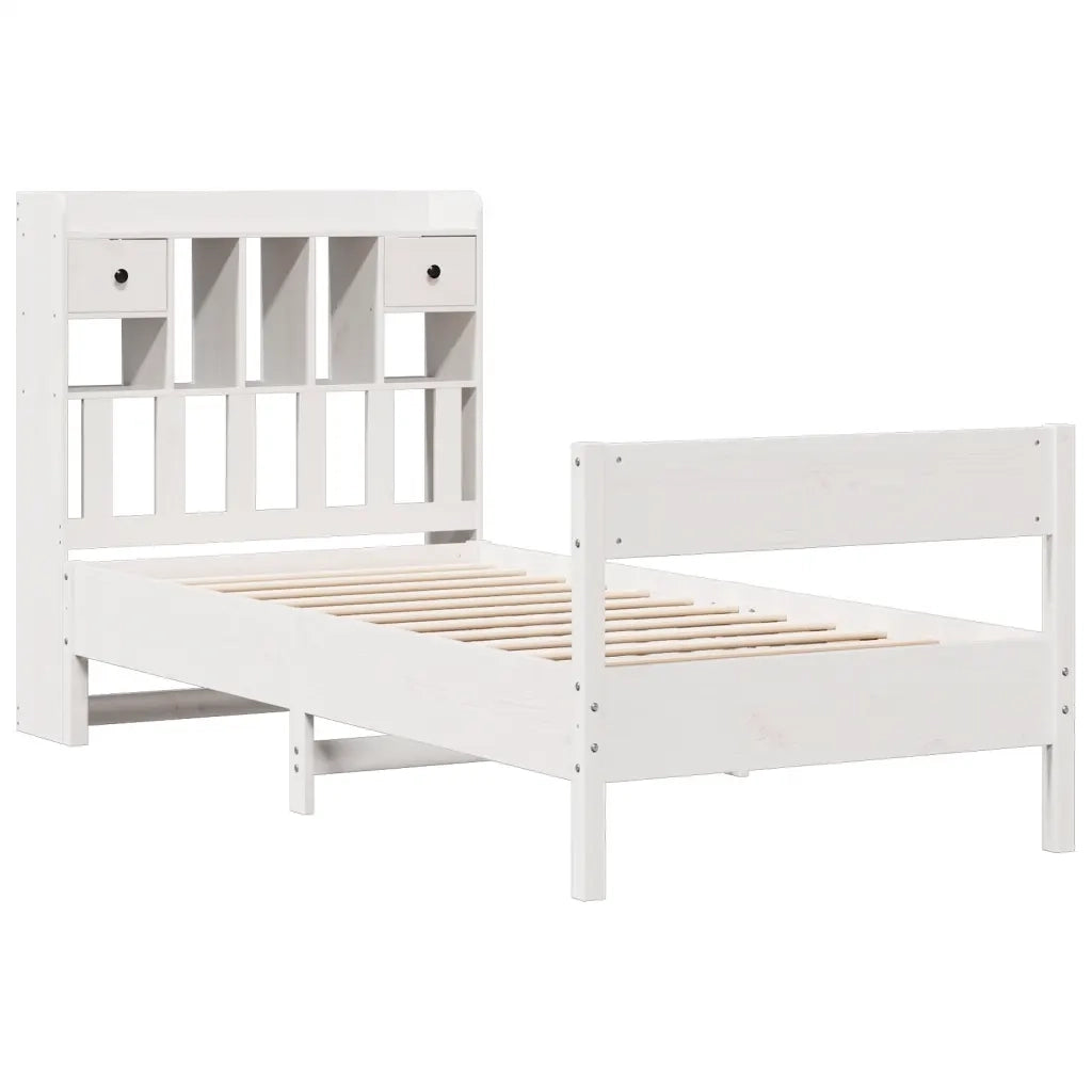 Letto Libreria senza Materasso Bianca 90x200 cm Legno di Pino 3323036