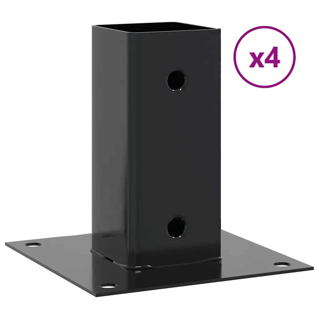 vidaXL Basi per Pali Quadrati 4 pz 71x71 mm Acciaio Verniciato Polvere