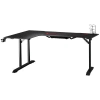 Scrivania Angolare per Gaming e Ufficio con Gancio per Cuffie e Porta Tazza, 168x109x78cm, Nero