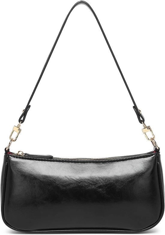 Borsa Classica Stile Retro con Chiusura a Fascia per Signora, 9-nera