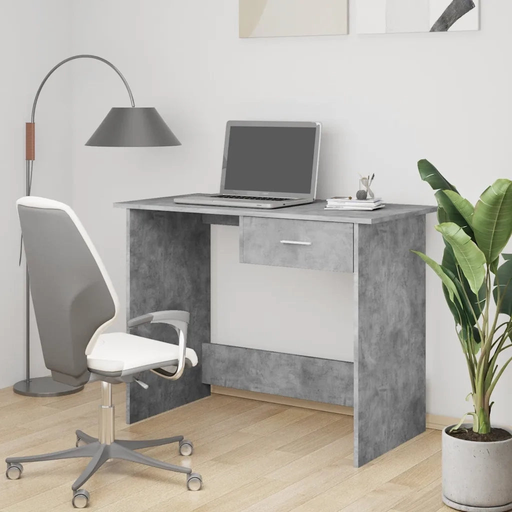 Scrivania | Tavolo da Ufficio Grigio Cemento 100x50x76 cm in Legno Multistrato