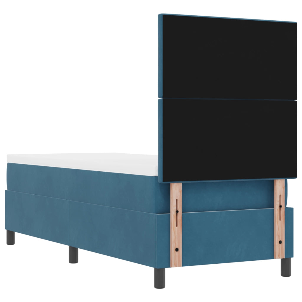 Letto Box Spring con Materasso e LED Blu Scuro 80x200 cm Velluto