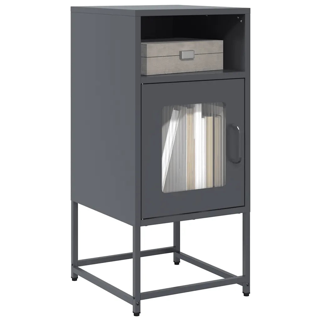 Comodino Antracite 36x39x78 cm in Acciaio Laminato a Freddo
