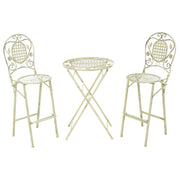 Set bar da giardino Ferro verde chiaro pieghevole Metallo afflitto 2 sedie Tavolo all'aperto Resistenza alla ruggine UV Stile retrò francese