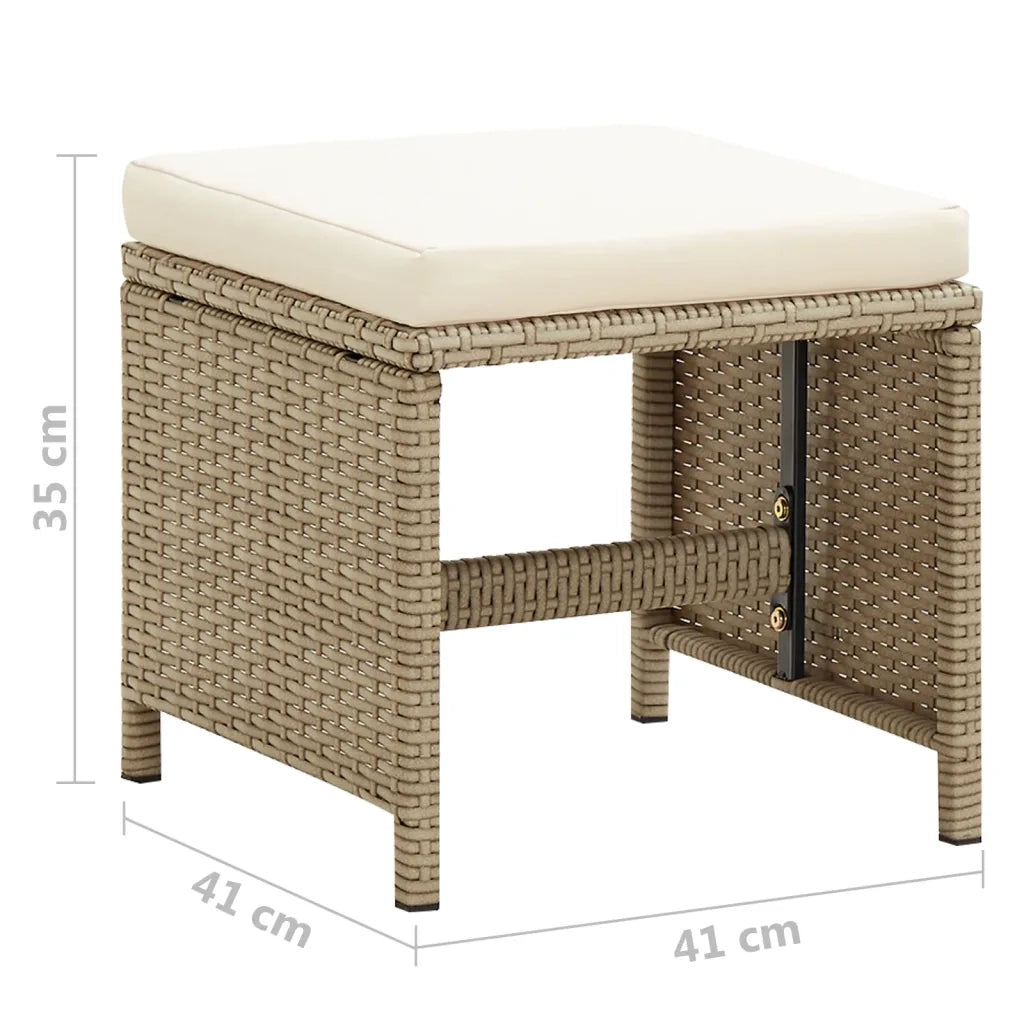 Sgabelli da Giardino 2 pz con Cuscini in Polyrattan Beige CFW7314481