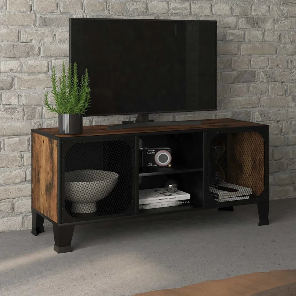 Mobile TV | Armadietto TV | Mobile Porta TV Marrone Rustico 105x36x47 cm in Metallo e MDF