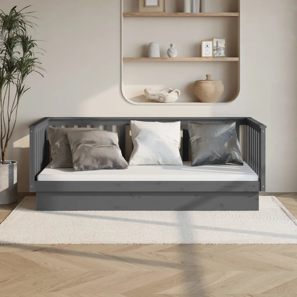 Letto singolo | Letto per adulti | Dormeuse Grigia 80x200 cm in Legno Massello di Pino