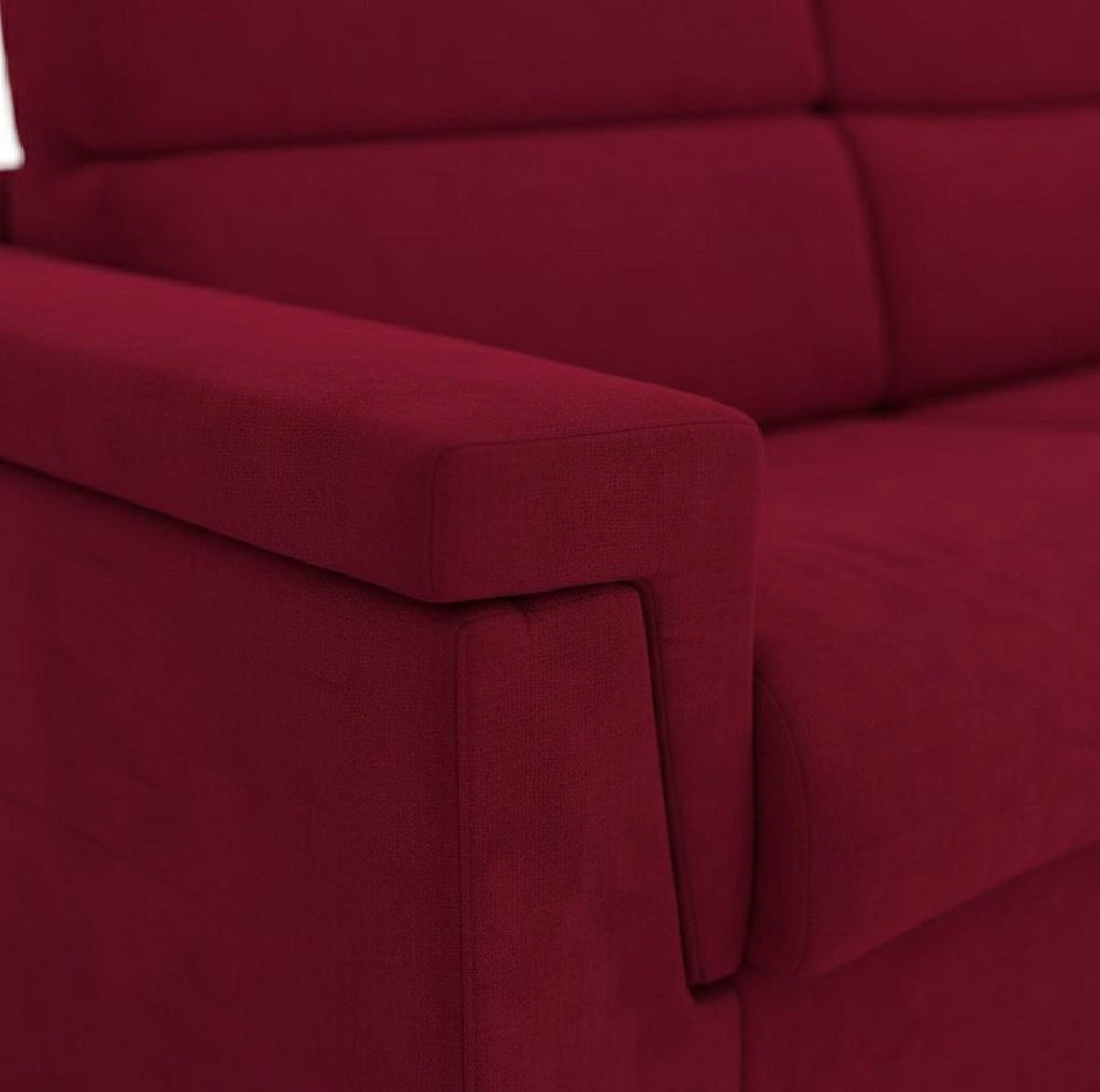 Lapio, Divano Fisso 2 Posti Sfoderabile Made in Italy, 185x95x100h cm Rosso