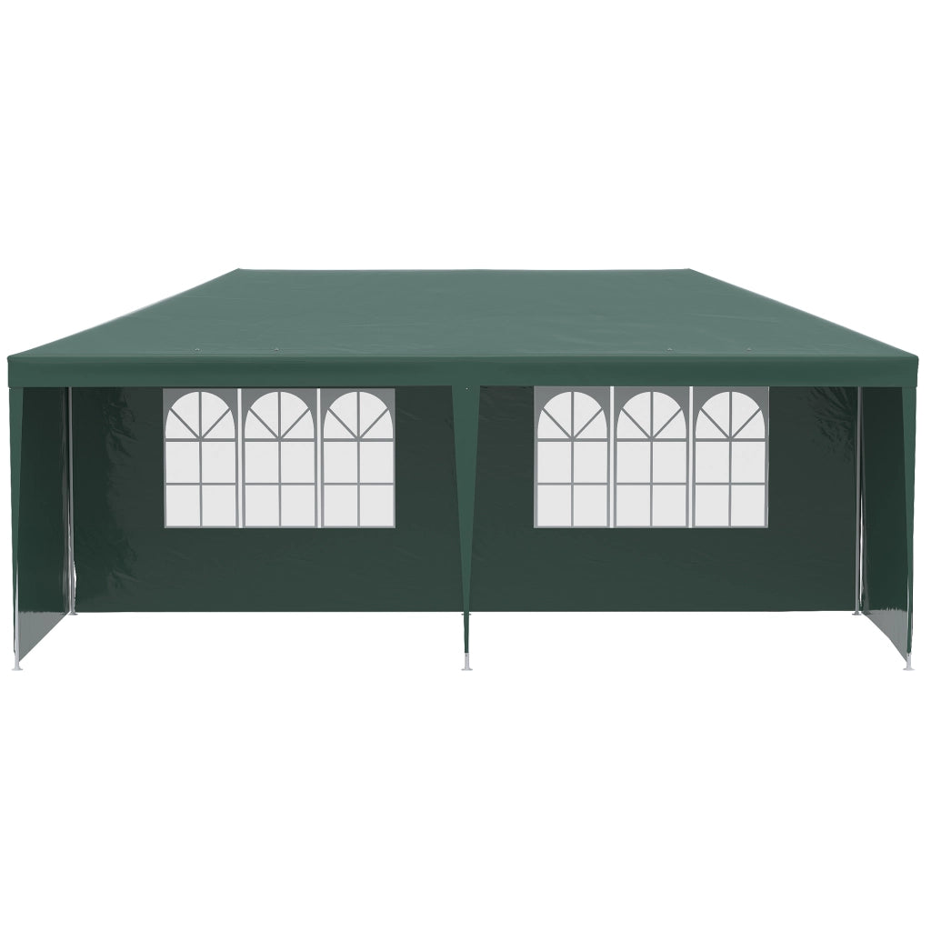 Gazebo da Giardino 6x3 m per Eventi con Pareti Rimovibili e Finestre Trasparenti, Verde