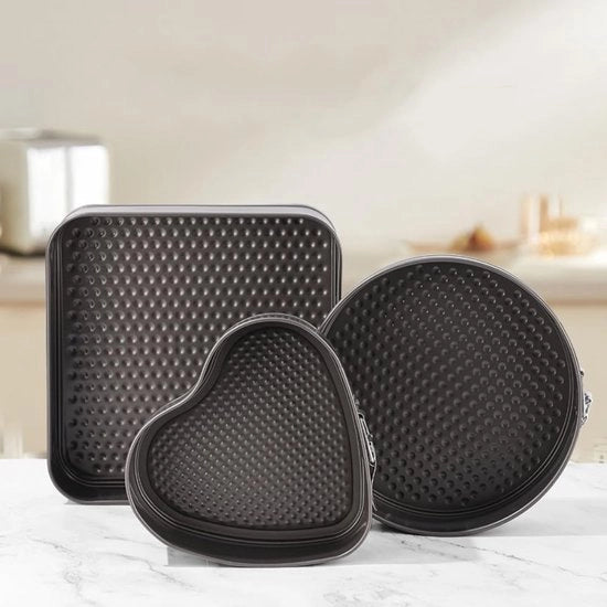 Set di stampi a forma di cono, rivestimento antiaderente di alta qualità, BPA-free, con fondo rimovibile, fondo a ragnatela per una cottura uniforme, stampo a forma di cono in acciaio di carbonio densificato, 20/22/24 cm stampo a forma di torta