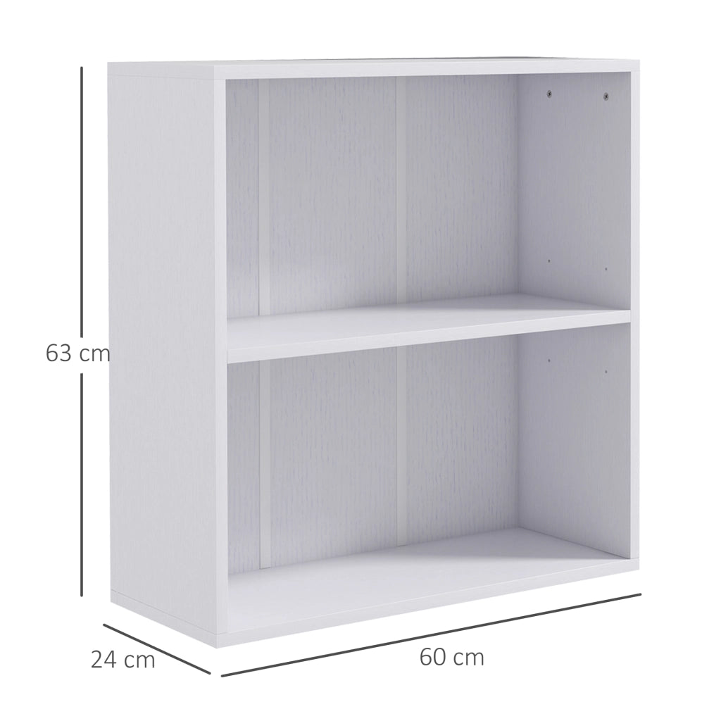 Libreria scaffale con 2 scomparti e ripiano regolabile ¨C zephmum ¨C bianco 60x24x63 cm