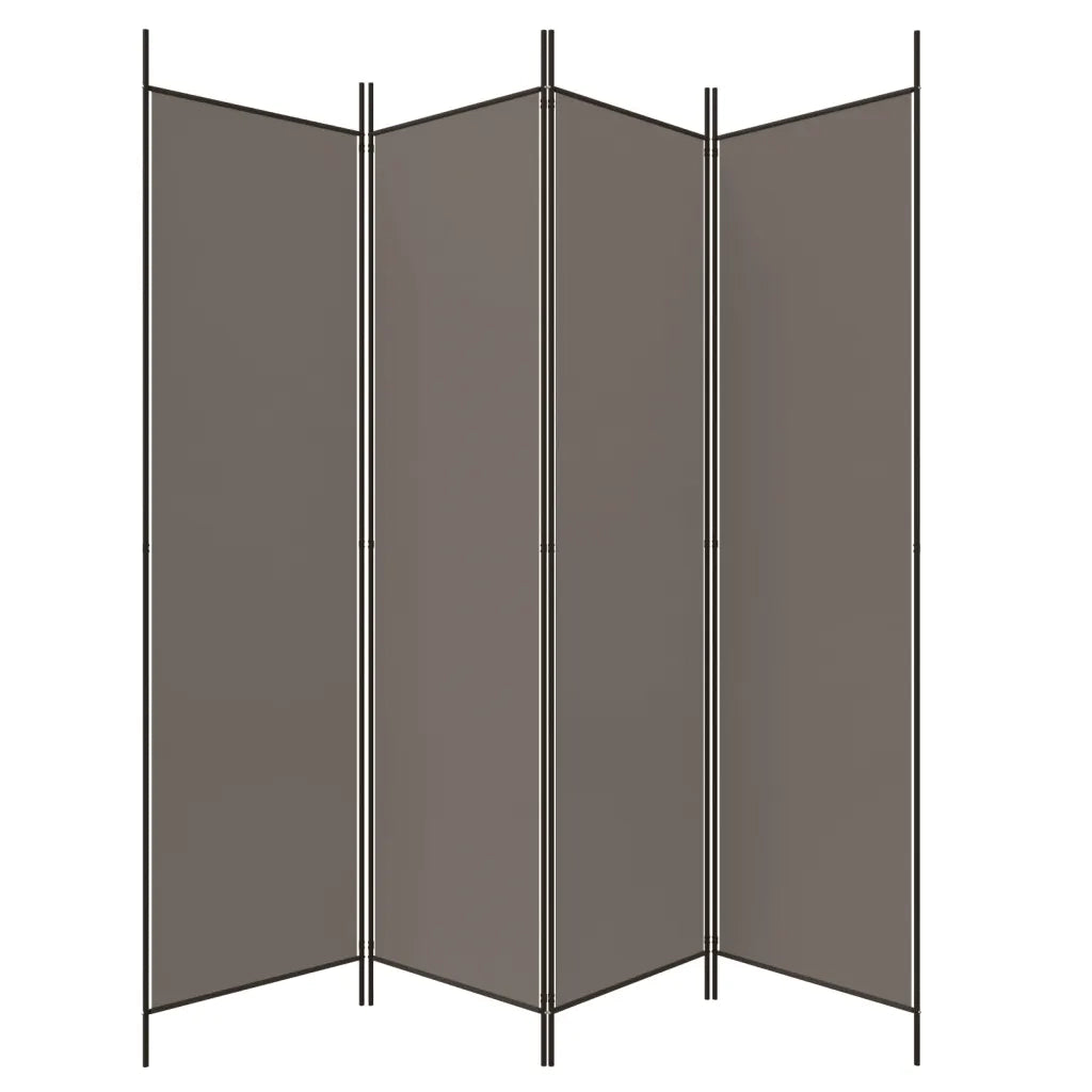 Divisorio a 4 Pannelli Antracite 200x220 cm Tessuto 350200