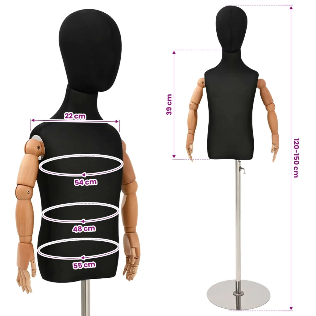 Manichino Regolabile 120-150 cm con Base Unisex PP Nero 42041708