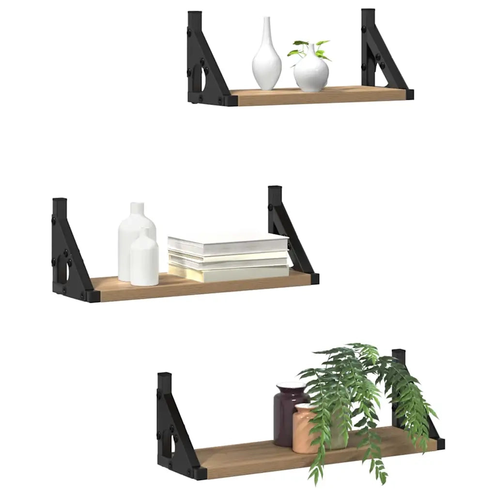 Scaffale da parete Montaggio a parete 3 pcs Quercia Fumosa 869097