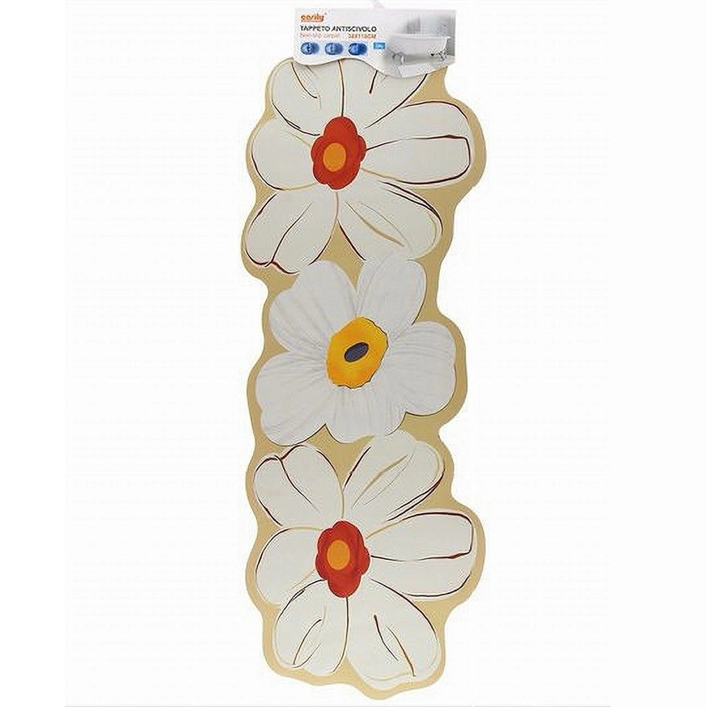 Trade Shop - Tappeto Tappetino Arredo Da Bagno 38x118cm Con Motivo Floreale Antiscivolo 87224 -