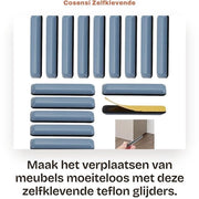 Gomme Autoadesive per Mobili - 16 Pezzi - Teflon - Gomme per Mobili - Costruzione Robusta - 15 x 75 mm - Scivolanti per Mobili
