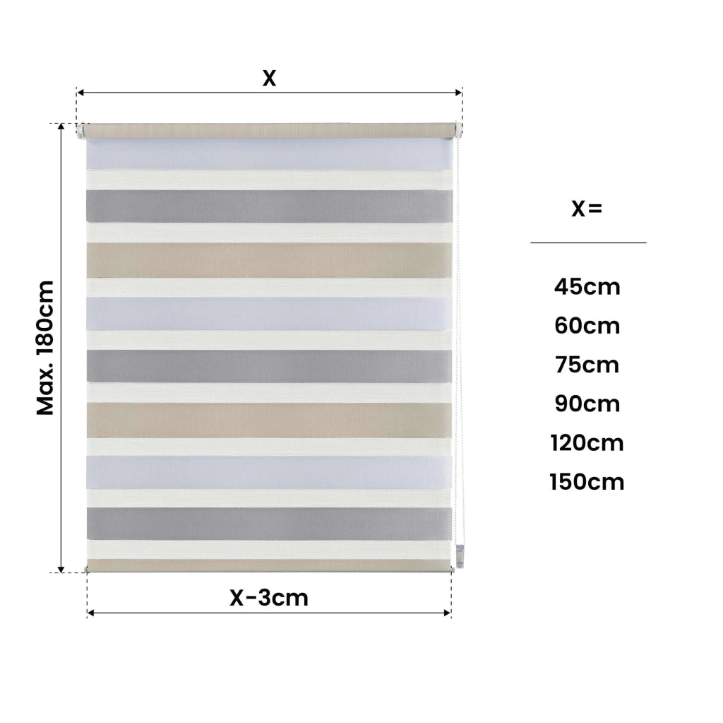 Tenda a Rullo giorno / notte installazione senza foratura EasyFix Bianco-grigio-beige 90x180 cm