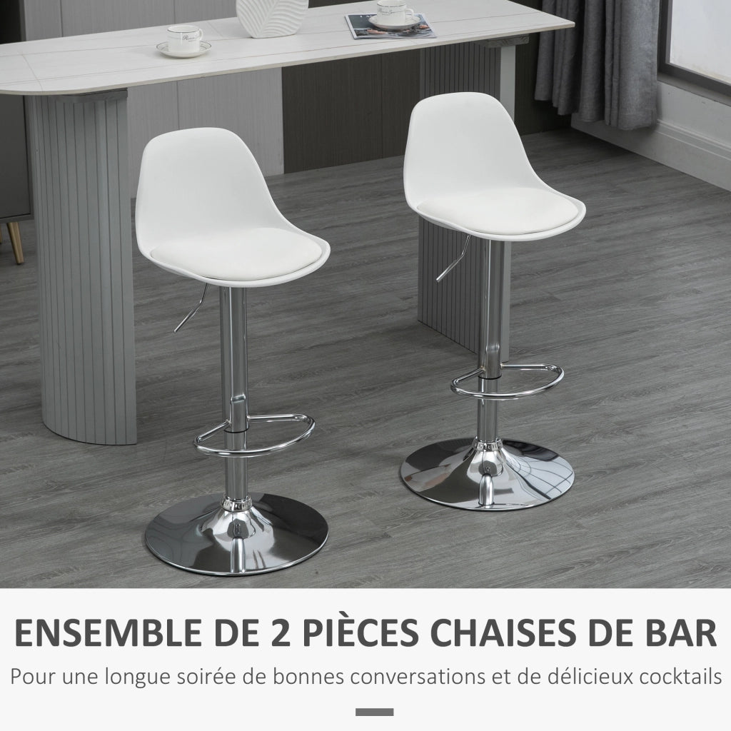 Sgabello da Bar Regolabile con Schienale e Poggiapiedi ¨C zephmum ¨C Bianco 41x42x82-104cm