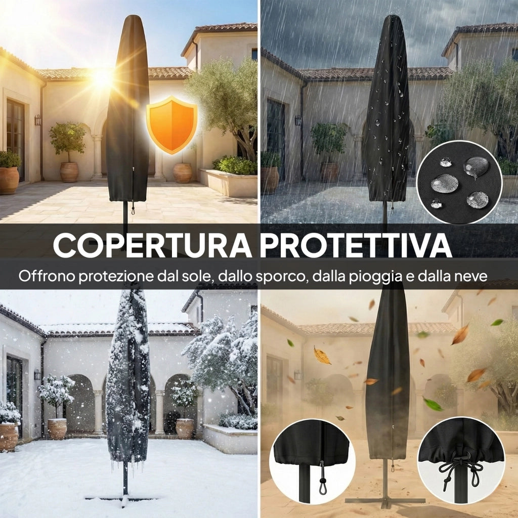 Ombrellone da Giardino 3x3 m ¨C zephmum ¨C Nero, Metallo, Poliestere