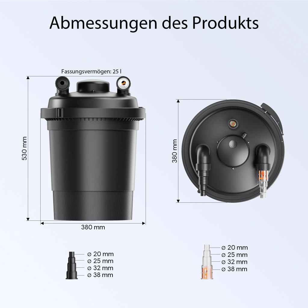 CPF-380 Filtro a pressione con UVC 11 W e chiarificatore per laghetti fino a 12.000l d’acqua