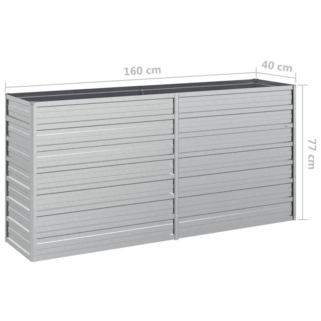 Fioriera rialzata per piante fiori patio giardino 160 x 40 x 77 cm acciaio zincato argento 02_0039374