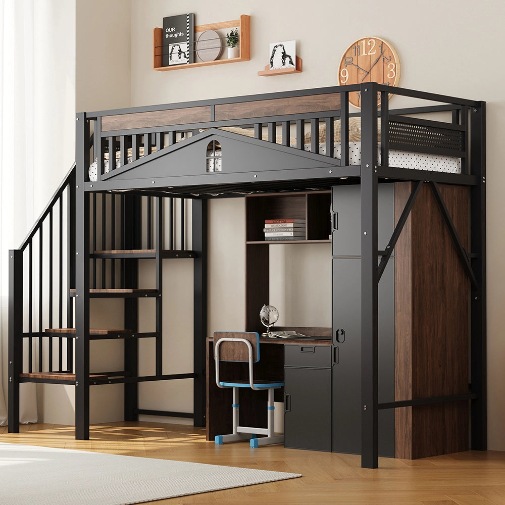 Letto a castello metallo - Xylo - 90x200 cm finestra nero