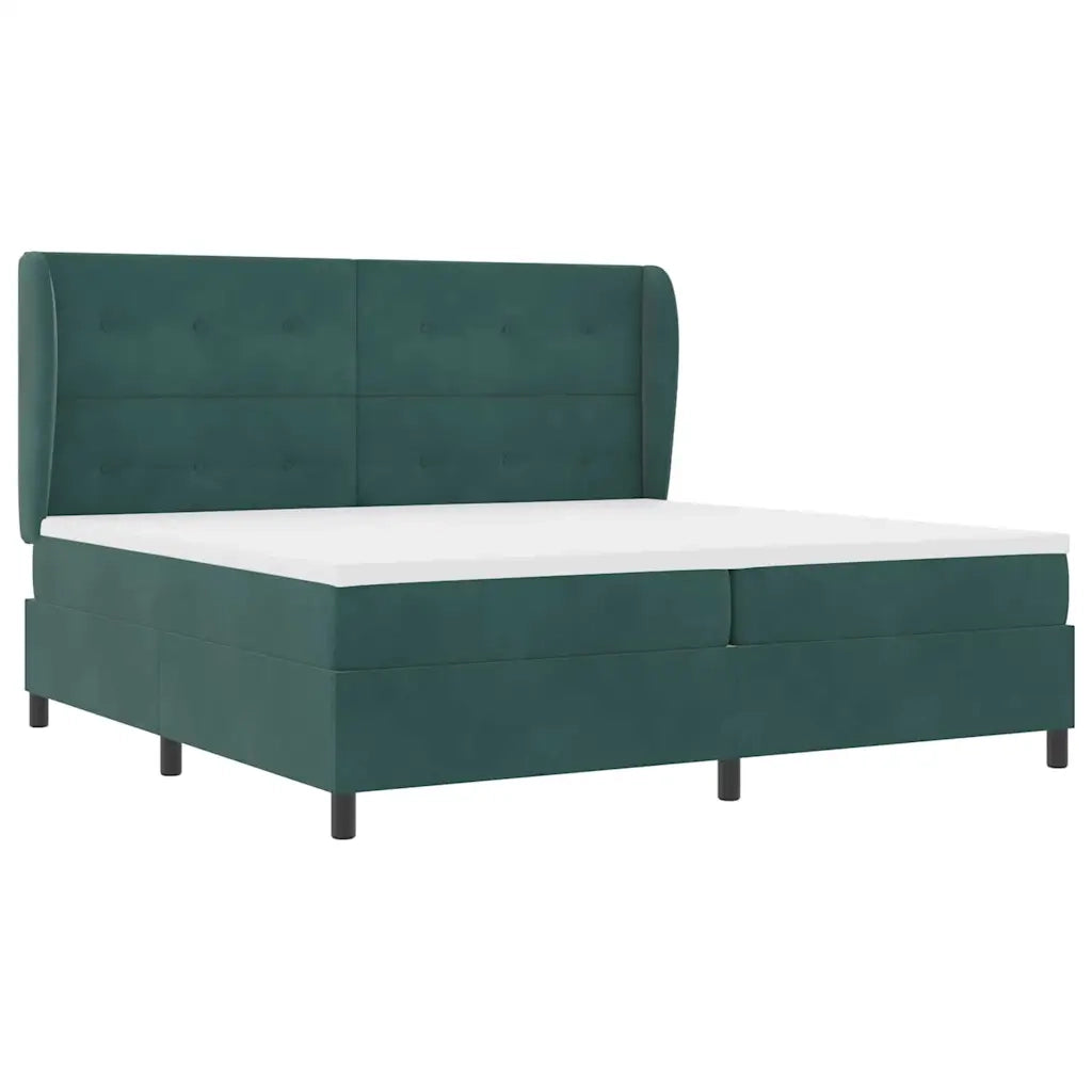Letto a molle con materasso Verde Scuro 200 x 200 cm Velluto 3340949