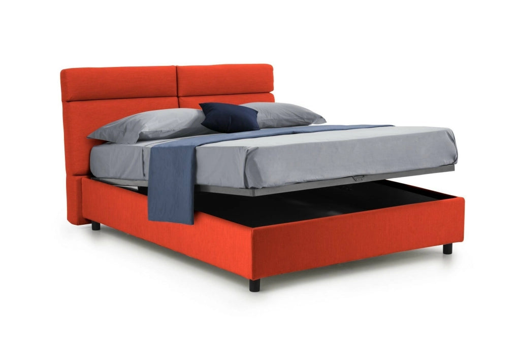 Letto Matrimoniale Ator, Letto Matrimoniale Sfoderabile Made in Italy, Arancione