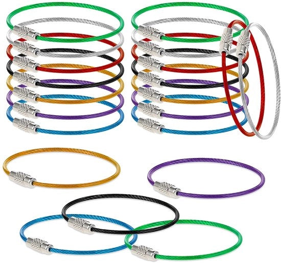 Set di 21 accessori per le chiavi in acciaio inox - 15cm/5.9in con diverse colori - accessori per le chiavi a forma di anello