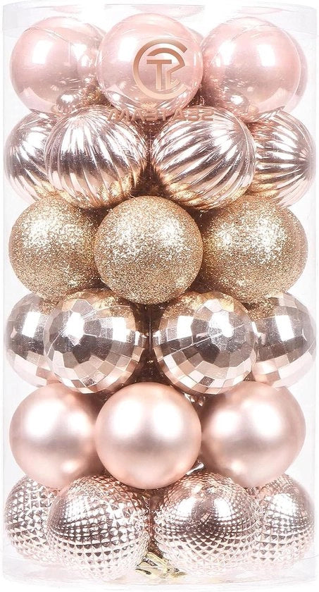 Decorazioni per palloni di Natale, 41-pack palloni di Natale in plastica indeformabile con fili per albero di Natale, vacanza, matrimonio, festa - Rosso.
