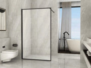 Parete Doccia Walk-In in Cristallo 8 mm Anticalcare Profilo Nero Stampa a riquadro - Misura : 120 x H195 cm 