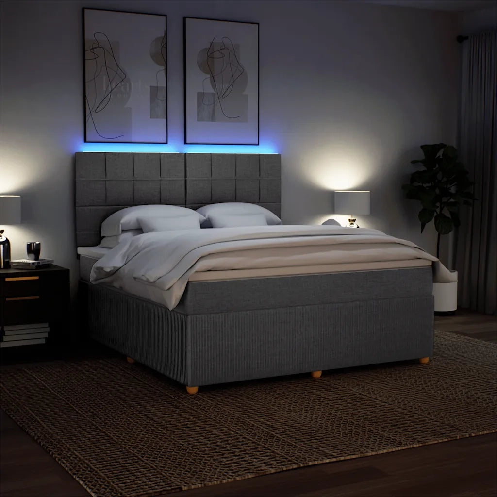 Giroletto a Molle con Materasso Grigio Scuro 180x200 cm Tessuto 3294436