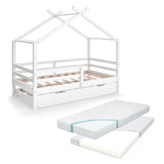 Vitalispa Letto montessori bambini Bianco 160 x 80 cm Con letto ospite estraibile e materassi