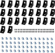 Set di supporti angolari 26 pezzi - 52 pezzi viti M5 a testa T - 52 pezzi viti M5 x 8 mm a testa a 6 facce - 2 pezzi chiavi a 6 facce M3 - Lega di alluminio - Adatto alla serie 2020 - Set di supporti angolari