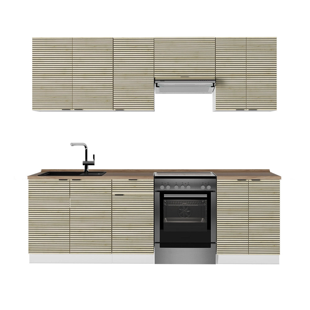 Cucina componibile Fame-Line Pannello in quercia/Bianco 240 cm, PL Rovere Vicco