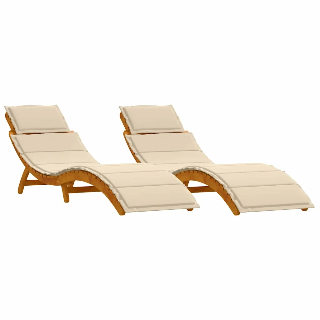 Lettino prendisole 2 pcs Beige Legno di Acacia Massello 4107097