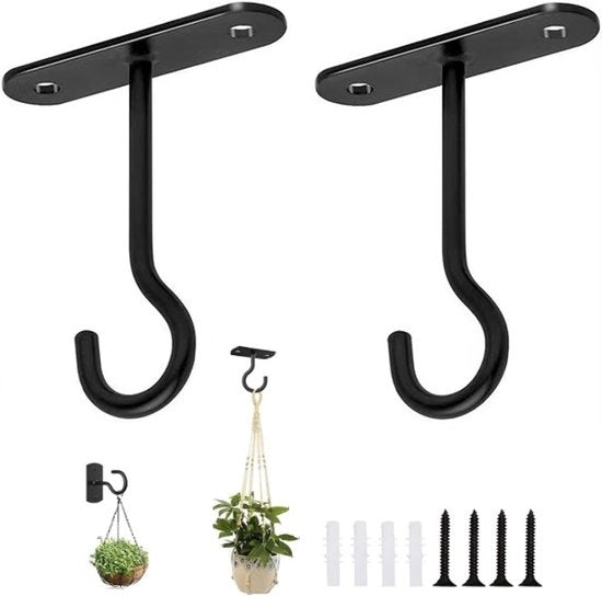 Due supporti per piante per plafond - hanger per piante per giardino - attacco per parete - per vasi di fiori, lanterne, campane da vento - 4 pollici