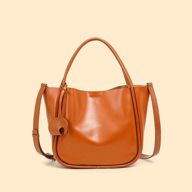Borsa a tracolla da donna stile retr¨° in vera pelle, arancione