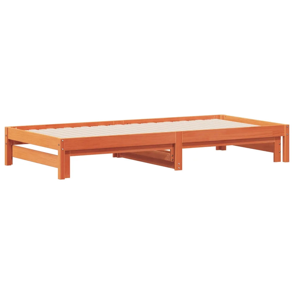 Divano con Letto Estraibile Marrone Cera 80x200cm Massello Pinocod mxl 113862