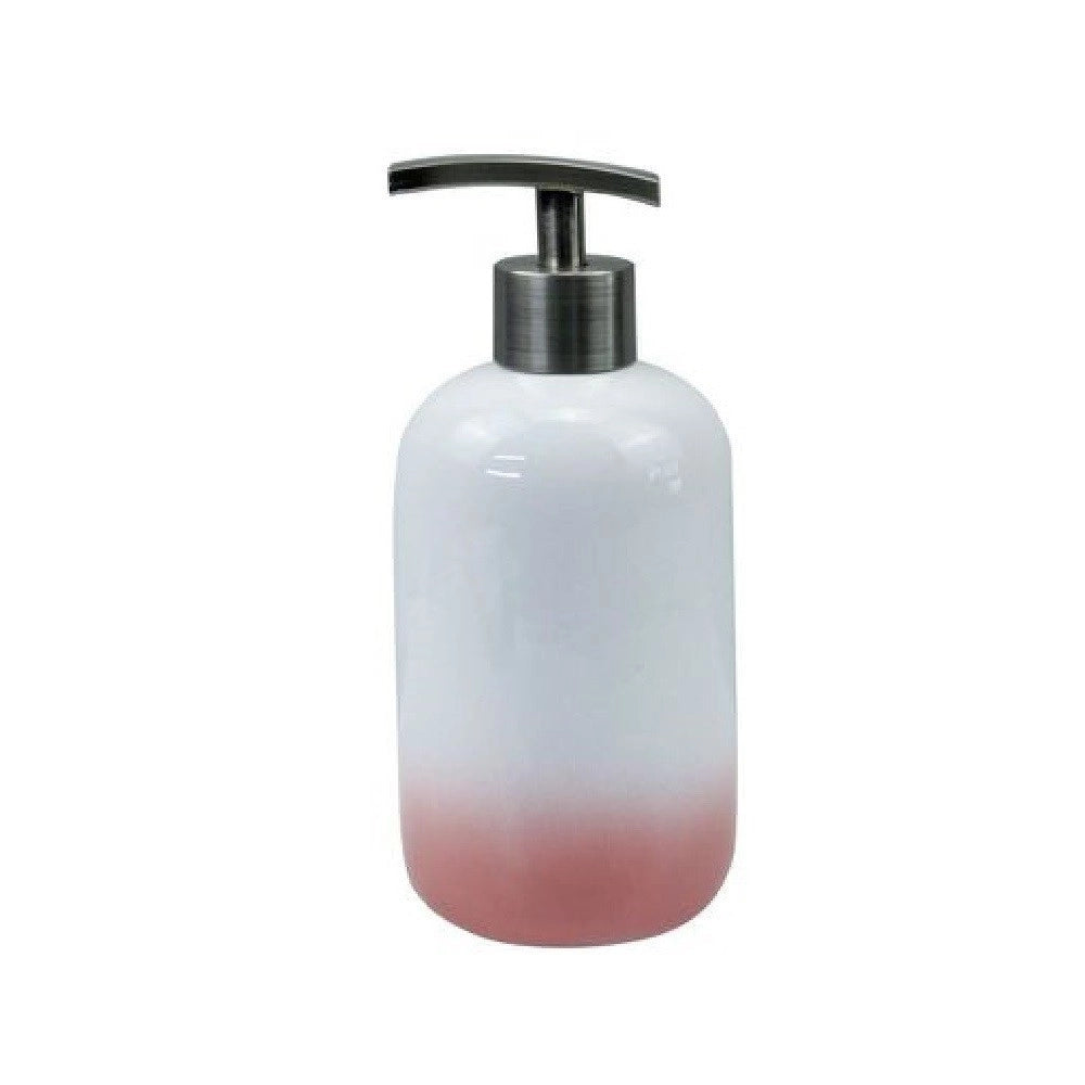 Trade Shop - Dispenser Porta Sapone Liquido Bianco Rosa Accessori Bagno Moderno Arredo 59906 -