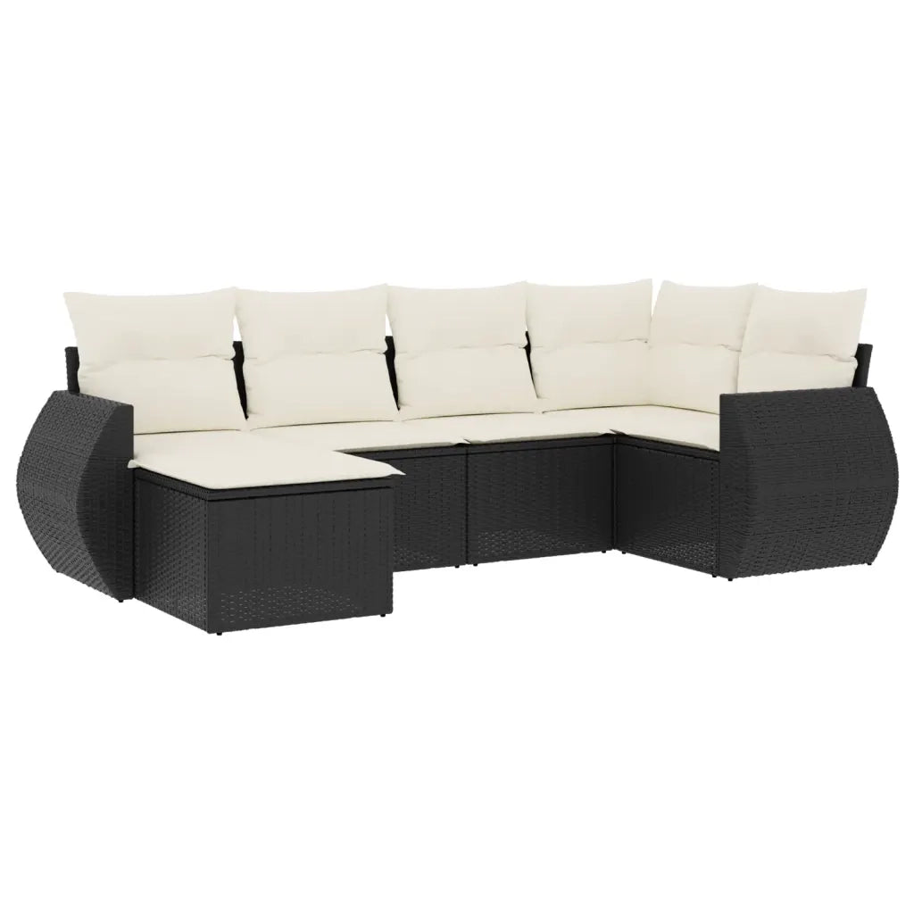 Set Divano da Giardino 6 pz con Cuscini Nero in Polyrattan 3221655