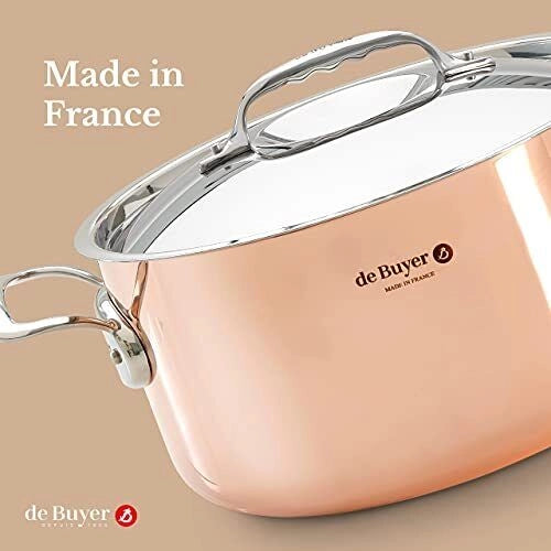 De Buyer 6242.28 Prima Matera Pentola 8 L in Rame con Rivestimento in Acciaio Inox colore Rame