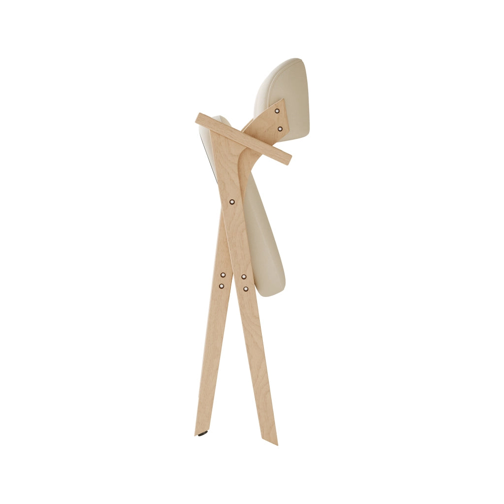 Set di 2 sedie da pranzo pieghevoli in legno massiccio con cuscino in lino, beige