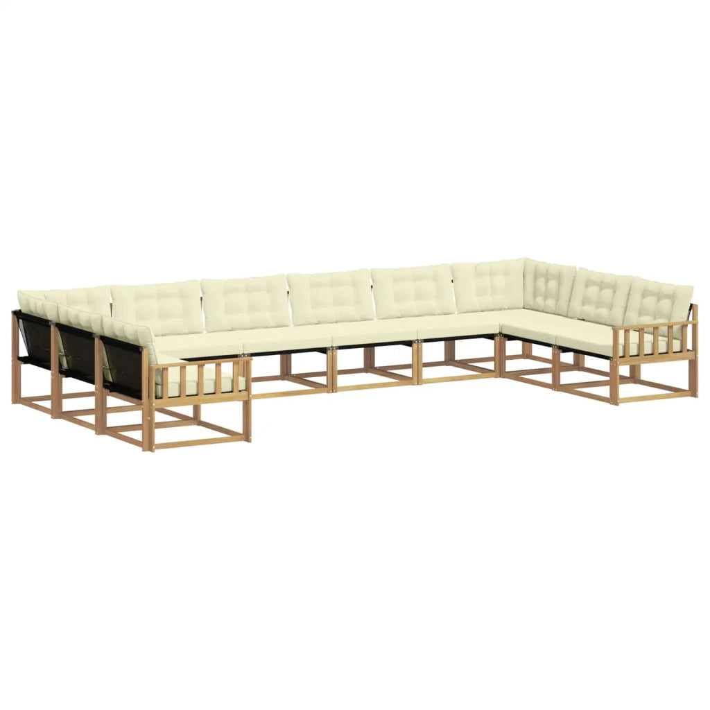 Set di divani da esterno con cuscino 10 pcs Bianco e Crema 3389112