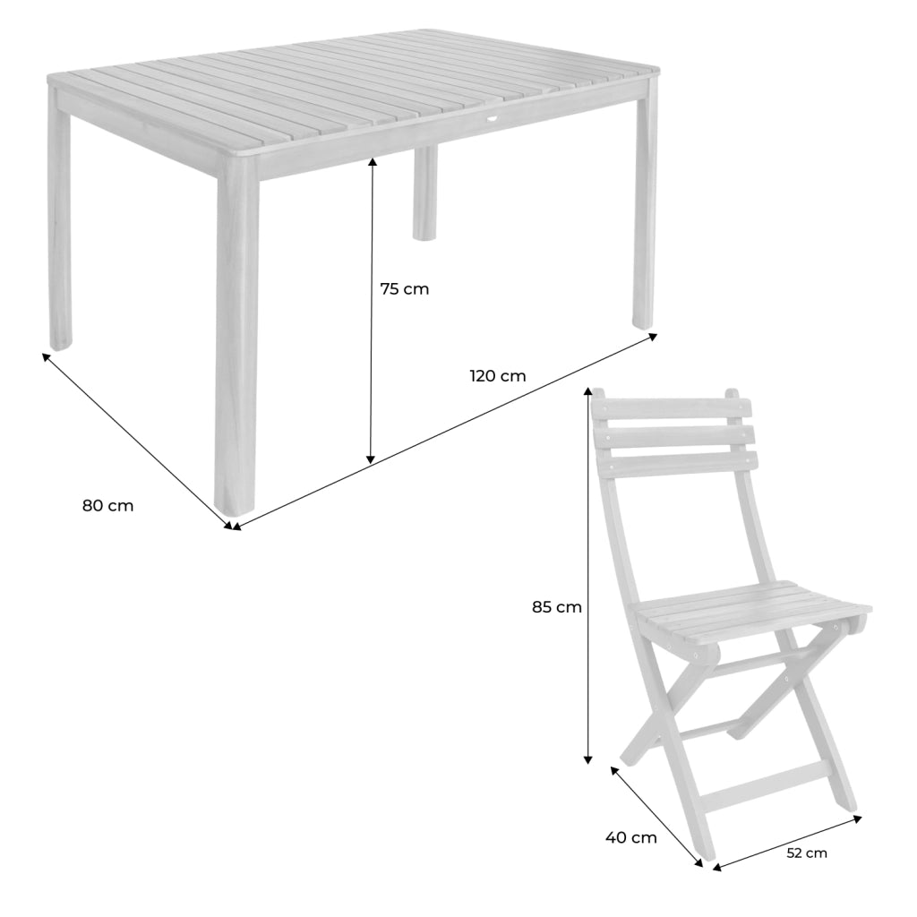 Set tavolo da giardino in acacia con angoli arrotondati con 6 sedie,