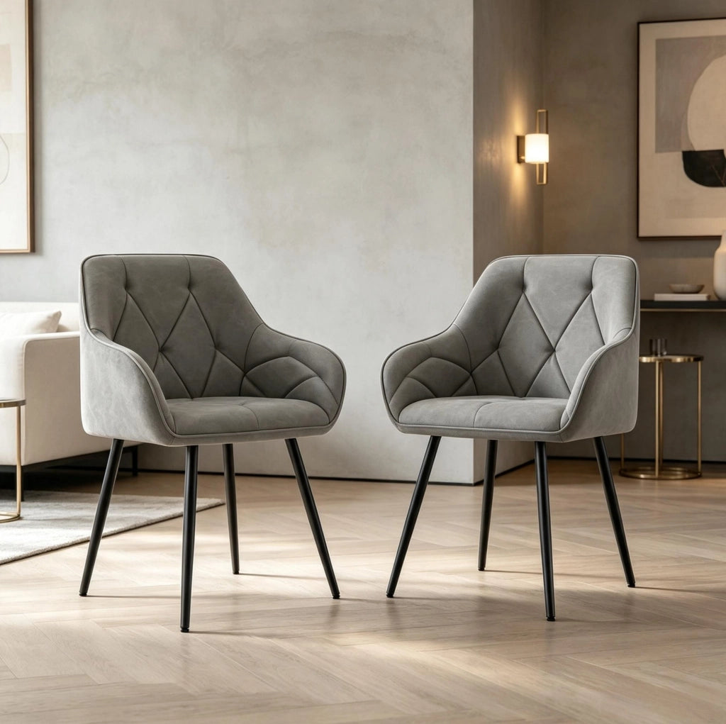 SEDIA Set da 2 pezzi 45,5x45x83,5 cm Similpelle Grigio Scuro